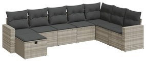 3325438 vidaXL Set mobilier de grădină cu perne, 8 piese gri deschis poliratan