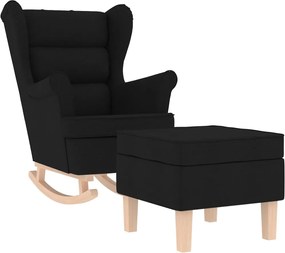 vidaXL Scaun balansoar cu taburet, Negru, material textil