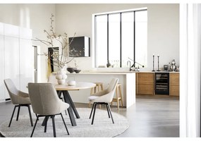 Masă de dining natural rotundă extensibilă cu aspect de lemn de stejar ø 135 cm Maddock – Rowico