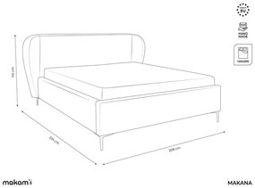 Pat matrimonial bej tapițat cu somieră 140x200 cm Makana – Makamii