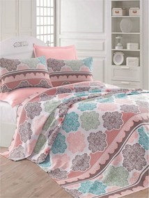 Set cuvertura pat dublu ANDALUCIA, multicolor, bumbac, 200x230 cm, cu