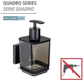 Dozator de săpun lichid negru autoadeziv din plastic 340 ml Quadro – Wenko