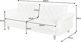 Canapea extensibila design Chesterfield, Maison Belle Affaire 220cm, natur