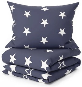 Lenjerie de pat din bumbac Culoare albastru inchis, LINE STAR