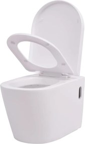 vidaXL Vas toaletă cu montare pe perete, ceramică, alb