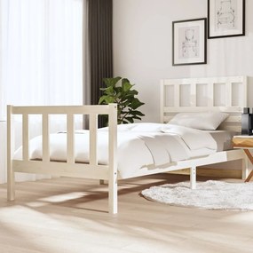 3101139 vidaXL Cadru de pat, alb, 90x200 cm, lemn masiv