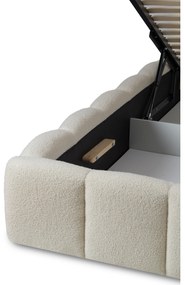 Pat tapițat Aura 160x200 cu spațiu depozitare - bouclé bej deschis Quelle 02