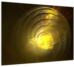 Tabloul cu spirala abstractă în galben (70x50 cm)