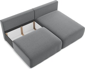 Colțar gri extensibil/cu spațiu de depozitare cu tapițerie din catifea (cu colț pe partea dreaptă/cu șezlong) Kalena – Makamii
