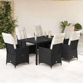 3276696 vidaXL Set mobilier de grădină cu perne, 7 piese, negru, poliratan