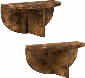 vidaXL Raft de perete Pe perete 2 pcs Stejar fumuriu 38 x 19 x 19 cm