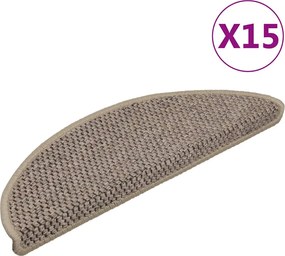 vidaXL Covorașe scări autoadezive aspect sisal, 15 buc. bej 56x17x3cm