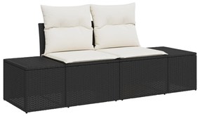 vidaXL Set Canapea de Grădină 7 pcs Negru, alb 55 x 55 x 37 cm