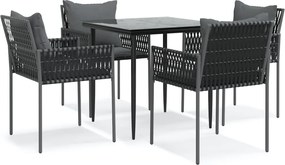 vidaXL Set mobilier de grădină cu perne, 5 piese, poliratan și oțel