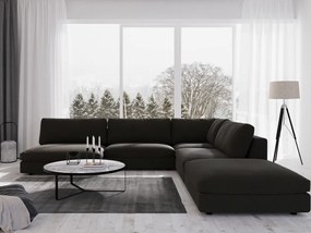 Colțar modular Seattle L117Gri inchis, 350x340x87cm, Picioare: Plastic
