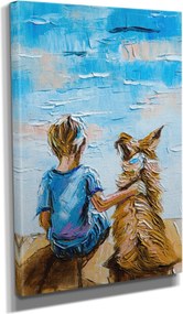 Tablou DC375, albastru, panza, 30x40 cm