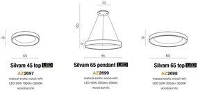 Lustra LED aplicata moderna design lemn natural 45cm Silvam