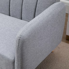 HOMCOM Canapea Extensibilă 2 Locuri Design scandinav Spătar reglabil 3 Poziții Picioare Lemn Țesătură Aspect Lin Gri | Aosom Romania