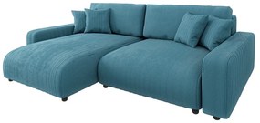 Colțar turcoaz extensibil cu tapițerie din catifea reiată Sara – Ropez