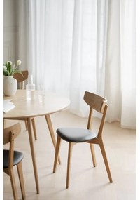 Scaun de dining din lemn de stejar cu șezut negru Rowico Ami, maro