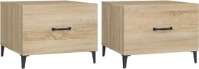 vidaXL Măsuțe cafea picioare metalice 2 buc. stejar sonoma 50x50x40 cm