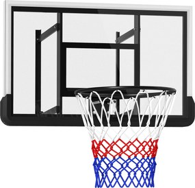 SPORTNOW Coș de baschet de perete pentru exterior 110x90 cm, panou de baschet, inel din oțel, cerc rezistent Ø45 cm și plasă, negru | Aosom Romania