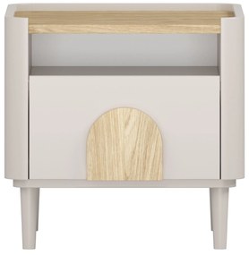 Noptieră Amilio 50 cm - cashmere / stejar uleiat / mânere stejar deschis
