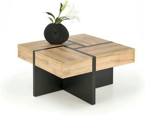 Masuta SEVILLA S, stejar/negru, PAL laminat, 80x80x47 cm