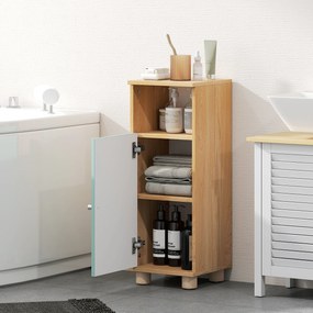 HOMCOM Mobilier de baie, mobilier de depozitare îngust cu dulap cu ușă și compartiment deschis, 30x30x80cm, verde | Aosom Romania