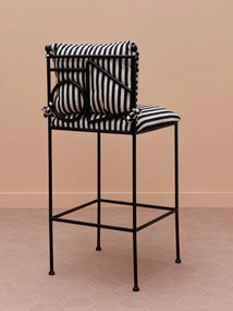 Scaun de bar cu dungi, din bumbac si metal, Geometrical Springs