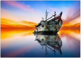Tablou - Zori peste un naufragiu (70x50 cm)