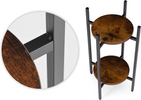 Suport pentru flori Loft - raft cu 2 etaje cu rafturi rotunde din lemn