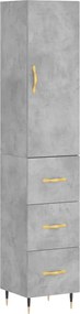vidaXL Dulap înalt, gri beton, 34,5x34x180 cm, lemn prelucrat