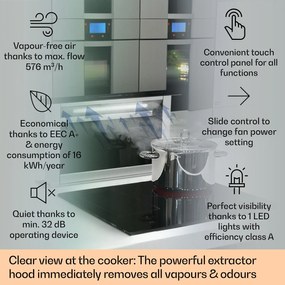 Klarstein Hota telescopica, Royal Flush Eco, 60 cm, 576 m³/h, A+