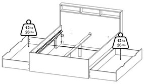 Pat matrimonial în culoare naturală cu aspect de lemn de stejar cu spațiu de depozitare fără somieră 140x200 cm Ikast – Tvilum