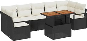 vidaXL Set de canapele pentru grădină 8 pcs Negru Rattan poli