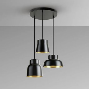 Lustra cu 3 pendule din metal negru cu auriu Vulcano