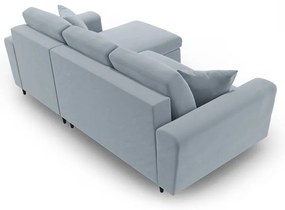 Colțar albastru deschis extensibil, cu spațiu de depozitare cu tapițerie din catifea Kyoto – Cosmopolitan Design