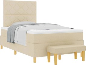 vidaXL Pat cu arcuri cu saltea cu headboard Crem 120 x 200 cm țesătură