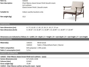 Fotoliu elegant design LUX Manzo maro / bouclé cream