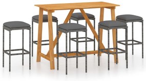 3067967 vidaXL Set mobilier de bar de grădină cu perne , 7 piese , gri