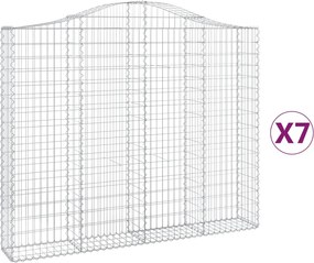 vidaXL Coșuri gabion arcuite 7 buc, 200x30x160/180 cm, fier galvanizat