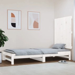 vidaXL Tăblie de pat pentru perete, alb, 82,5x3x90 cm, lemn masiv pin