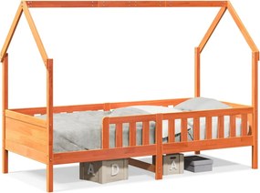 vidaXL Cadru pat de copii, maro ceruit, 80x200 cm, lemn masiv de pin