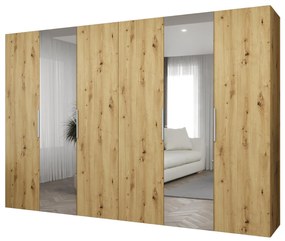 Dulap de haine 300 cm Mirabella 2 (Stejar artisan + Cașmir). 1126436