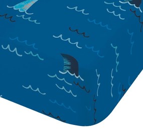Cearceaf pentru copii albastru pentru pătuț cu elastic 70x140 cm Jawsome Shark – Catherine Lansfield