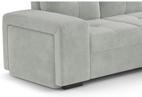 Canapea extensibilă PALERMO cu spațiu de depozitare și taburet, gri deschis, pe partea dreaptă