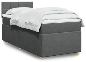 vidaXL Pat box spring cu saltea, gri închis, 90x190 cm, textil