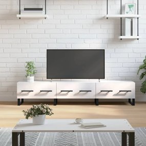 Comoda TV, alb extralucios, 150x36x30 cm, lemn prelucrat