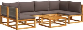 vidaXL Set canapele de grădină cu 7 piese, perne, lemn de salcâm și frânghie